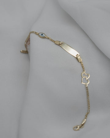 Χρυσό βραχιόλι ταυτότητα Κ9 με καρδιές KJ5102.035